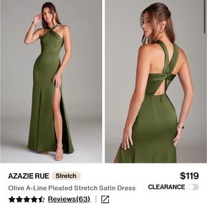 Azazie Olive Stretch Satin Dress